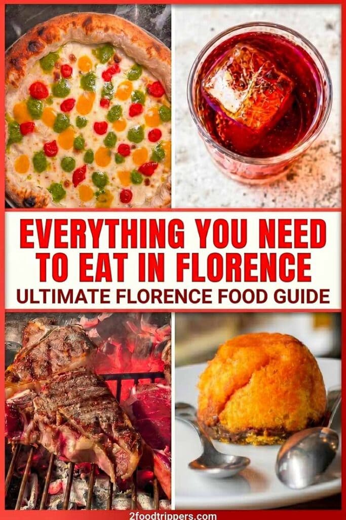 Four-image quad-grid collage showcasing must-eat Florence food favorites