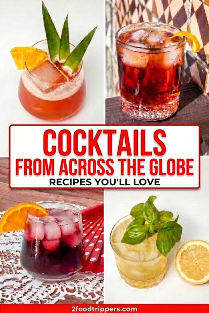 Four-image quad-grid featuring four global cocktail variations