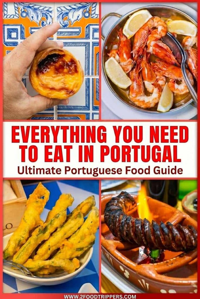 Four-image quad-grid collage showcasing must-eat Portuguese food favorites