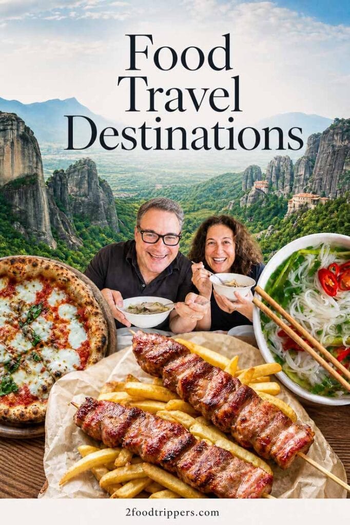 Mindi and Daryl Hirsch surrounded by some of their favorite foods