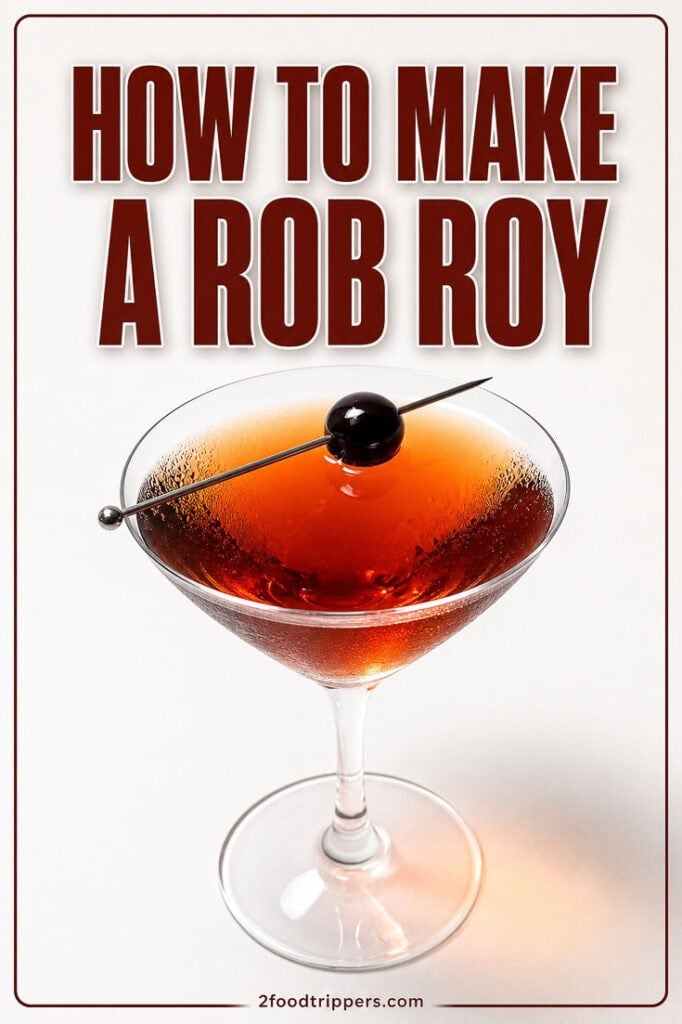 Rob Roy cocktail with text reading 'How to Make a Rob Roy Cocktail'