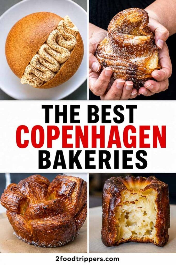 Four pastry photos with text reading 'The Best Copenhagen Bakeries'
