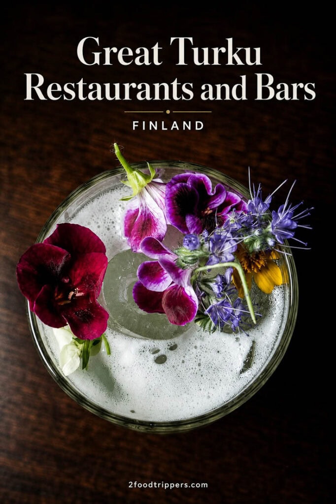 Cocktail with text reading 'Great Turku Restaurants and Bars'