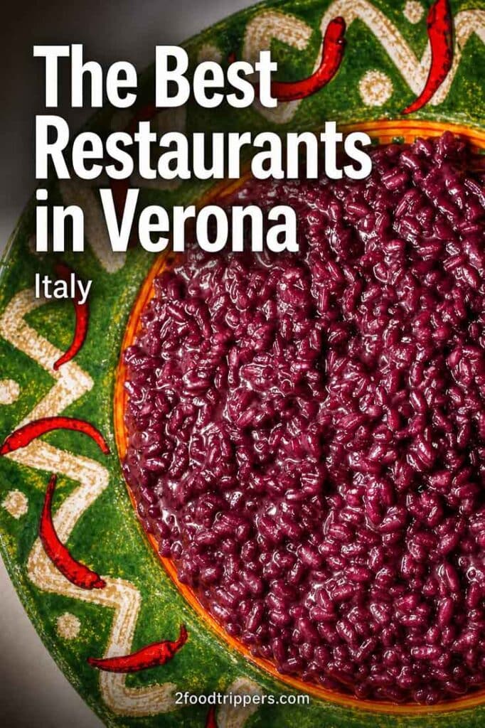 Risotto all'Amarone with text reading 'The Best Restaurants in Veona Italy'