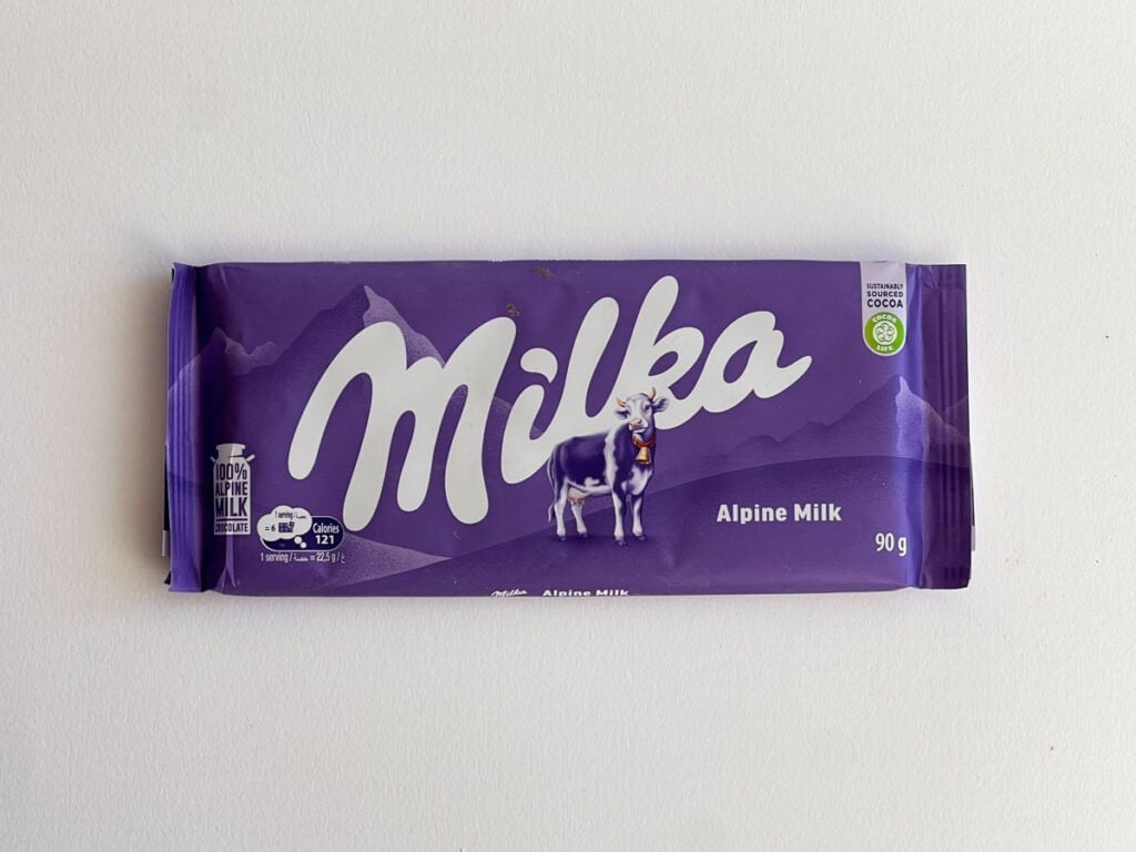 Alpine Milk Chocolate Milka Bar in Wrapper
