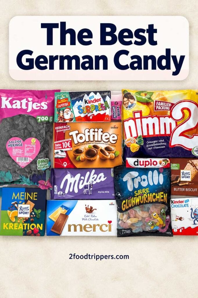 German candy collage with text reading 'The Best German Candy'