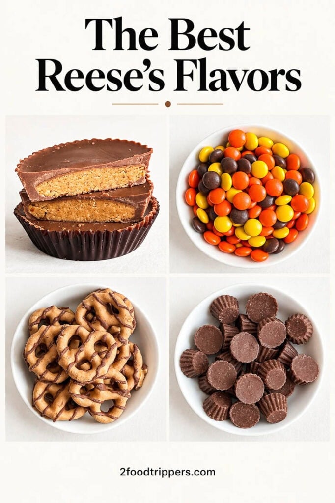 Four Reeses candy photos with tex reading 'The Best Reese's Flavors'