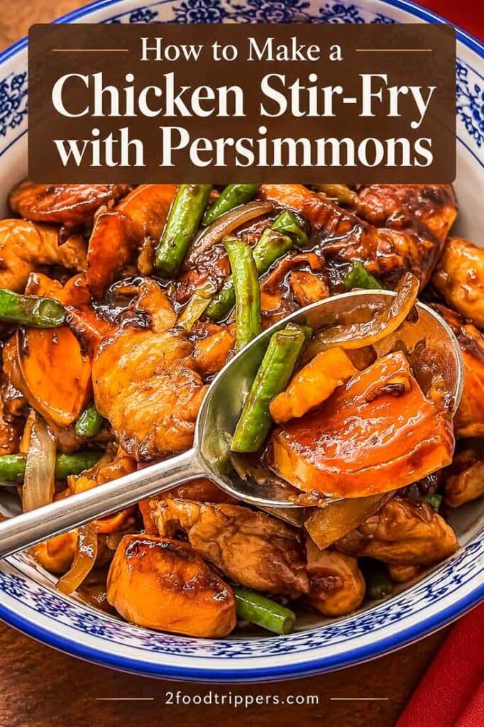 Chicken stir-fry with persimmons with text reading 'How to Make a Chicken Stir-Fry with Persimmons'