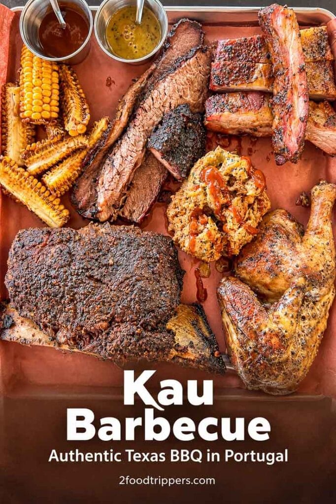 Barbecue Platter with text reading 'Kau Barbecue: Authentic Texas BBQ in Portugal'