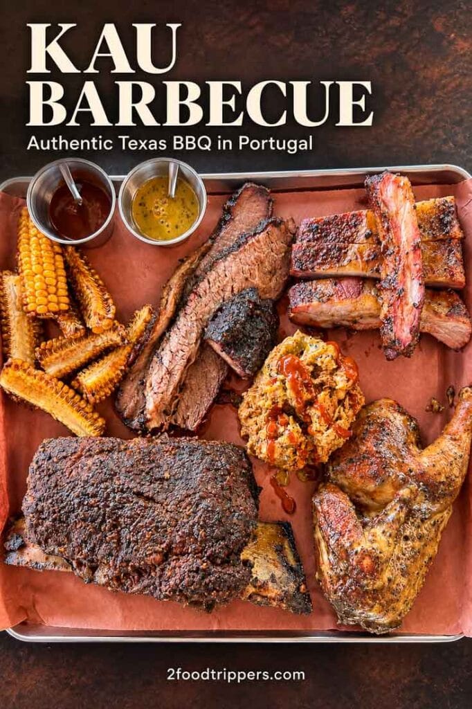Barbecue Platter with text reading 'Kau Barbecue: Authentic Texas BBQ in Portugal'