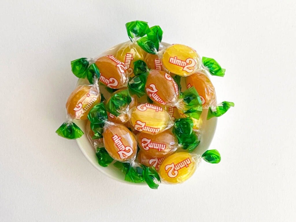 Nimm2 Candies in White Bowl
