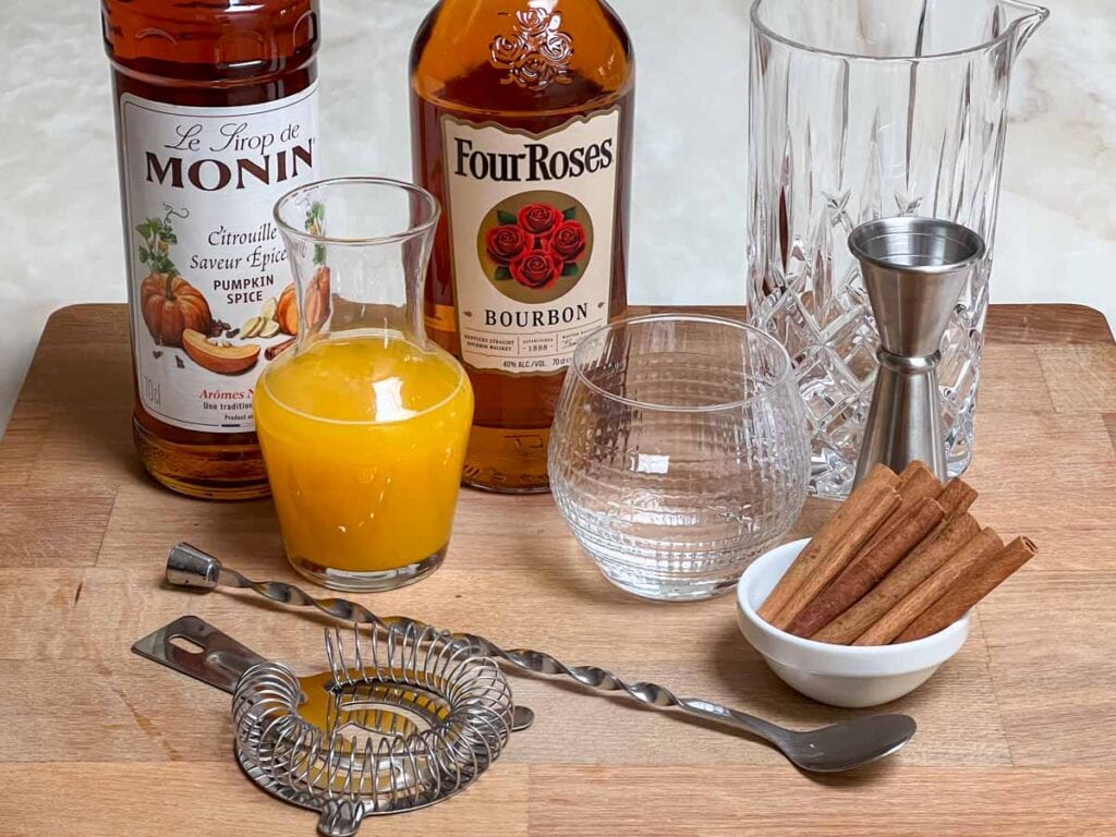 Pumpkin Bourbon Smash Mise en Place