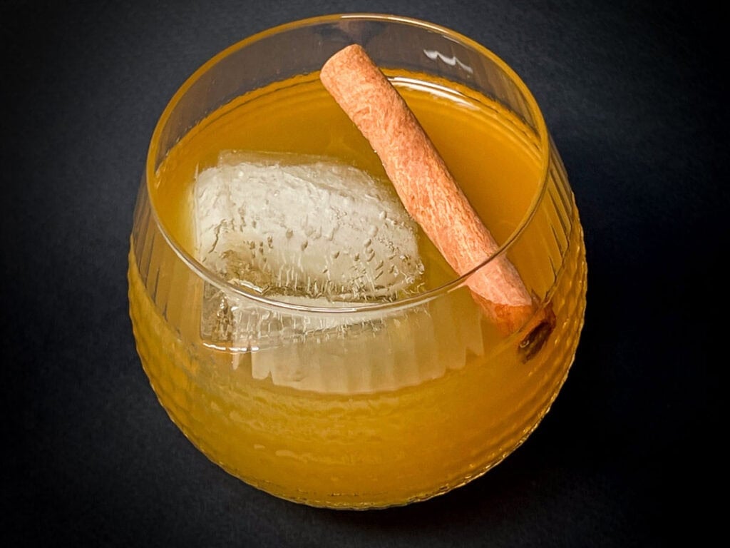 Pumpkin Bourbon Smash from Above with Black Background