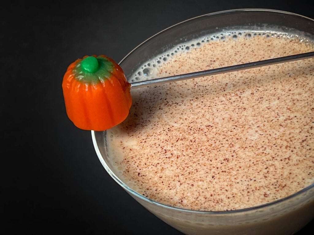 Pumpkin Spice Martini from Above with Black Background