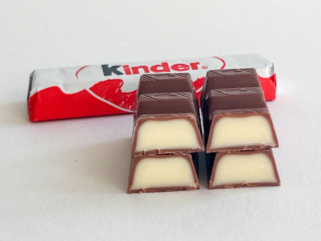 Wrapped Kinder Schokolade Bar and Cross Section